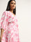 Wardrobe Pink Floral Printed A-Line Dress with Belt