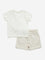 HOP Baby Beige Cotton T-Shirt with Mid-Rise Shorts Set