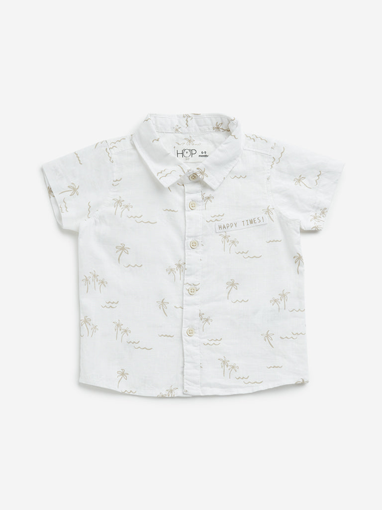 HOP Baby White Foliage Design Cotton Shirt