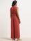 LOV Red Crinkle Textured Jumpsuit with Belt