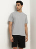 WES Lounge Grey Striped Knitted Relaxed-Fit T-Shirt