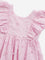 HOP Baby Pink Floral Embroidered A-Line Dress