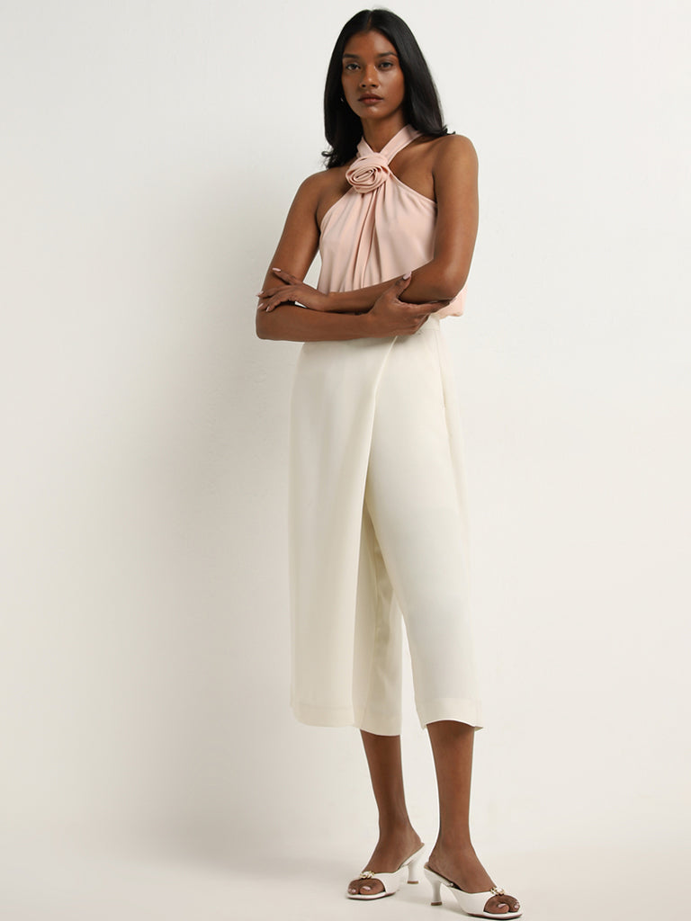 Wardrobe Ivory Asymmetrical High-Rise Pants