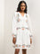 LOV White Floral Embroidered Tiered Cotton Dress