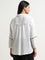 Gia White Crinkle Textured Embroidered Cotton Blouse