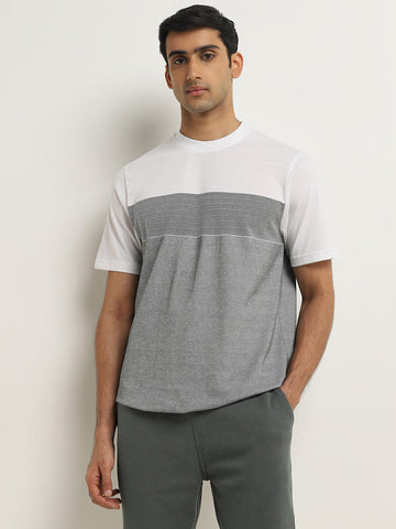 WES Lounge Sage Colour-Blocked Relaxed-Fit T-Shirt