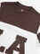 Y&F Kids Brown Text Design Colour-Blocked Cotton T-Shirt