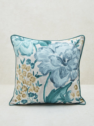 Westside Home Aqua Floral Printed Cushion Cover