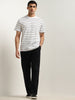 WES Lounge White Striped Design Relaxed-Fit T-Shirt