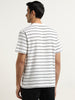 WES Lounge White Striped Design Relaxed-Fit T-Shirt