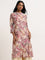 Utsa Pink Foliage Design A-Line Kurta