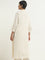 Utsa Off-White Embroidered A-Line Cotton Blend Kurta