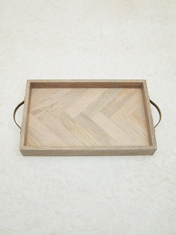 Westside Home Brown Chevron Patterned Rectangular Tray - Small