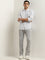 WES Casuals White Checkered Slim-Fit Cotton Shirt