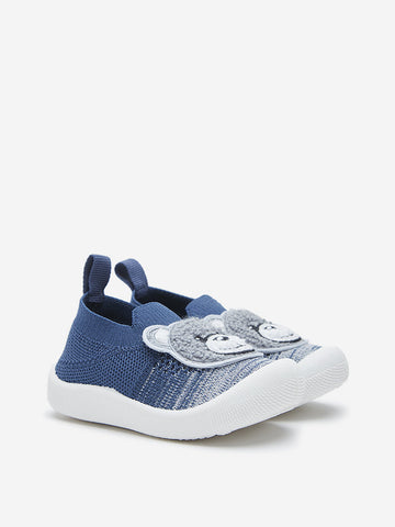 Yellow Navy Applique Detailed Slip-On Shoes