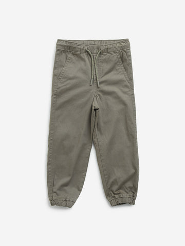 HOP Kids Olive Mid-Rise Cotton Blend Joggers