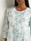 Zuba Light Blue Floral Design A-Line Kurta