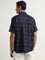 Ascot Navy Foliage Printed Relaxed-Fit Blended Linen Shirt