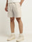 Studiofit Beige Relaxed-Fit Mid-Rise Cotton Shorts