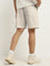 Studiofit Beige Relaxed-Fit Mid-Rise Cotton Shorts