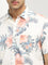 WES Casuals White Floral Printed Slim-Fit Cotton Shirt