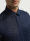 WES Formals Navy Printed Slim-Fit Cotton Shirt