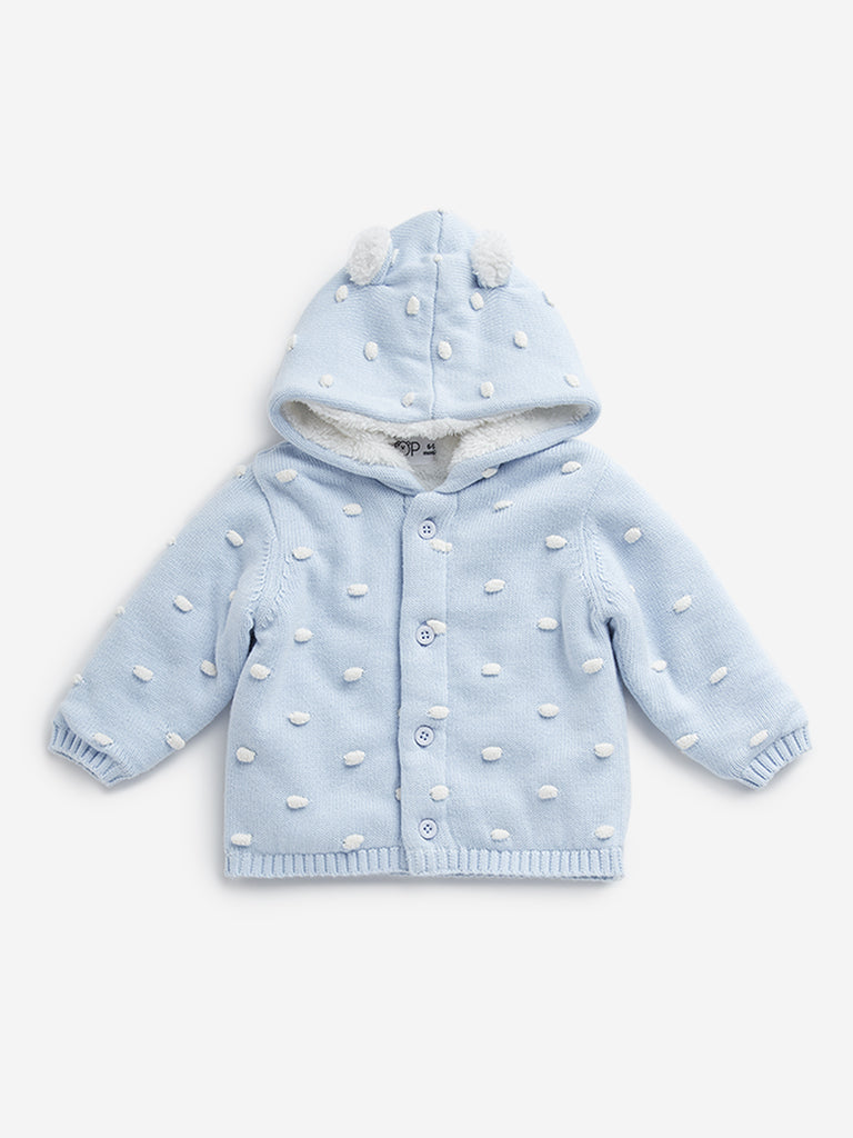 HOP Baby Light Blue Hooded Cotton Jacket