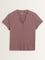 Wunderlove Mauve Ribbed-Textured Henley Top