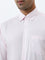 WES Formals Light Pink Solid Slim-Fit Cotton Shirt