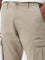 WES Casuals Beige Cargo-Style Relaxed-Fit Mid-Rise Cotton Blend Chinos