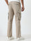 WES Casuals Beige Cargo-Style Relaxed-Fit Mid-Rise Cotton Blend Chinos