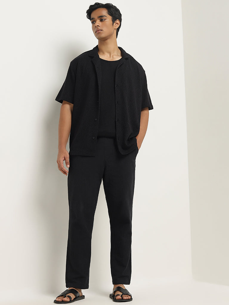 ETA Black Relaxed-Fit Mid-Rise Cotton-Blend Chinos