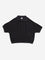 Y&F Kids Black Knit-Textured Cotton T-Shirt