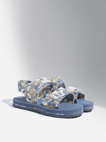 Yellow Blue Camouflage Design Dual Band Sandals