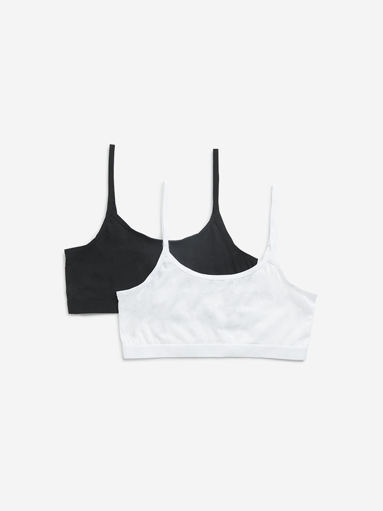 Y&F Kids Black & White Cotton Crop Top - Pack of 2