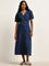 LOV Dark Blue Denim A-Line Dress