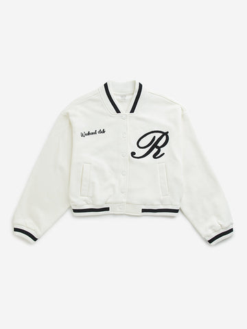 Y&F Kids White Text Embroidered Jacket