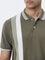 WES Casuals Olive Striped Relaxed-Fit Polo T-Shirt