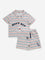 HOP Kids Red Stripe Printed Cotton T-Shirt and Shorts Set