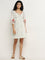 Bombay Paisley Off-White Embroidered A-Line Cotton Dress