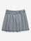 Y&F Kids Grey Box Pleated Mid-Rise Denim Skirt