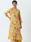 Utsa Yellow Floral Printed A-Line Kurta