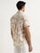 WES Casuals Beige Foliage Print Slim-Fit Cotton Shirt