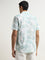 WES Casuals Aqua Leaf Design Slim-Fit Cotton Shirt