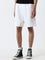 Nuon White Relaxed-Fit Mid-Rise Cotton Blend Shorts