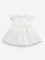 HOP Baby White Floral Embroidered Frock Dress