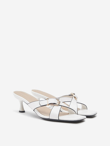 LUNA BLU White Criss-Cross Strap Heel Sandals