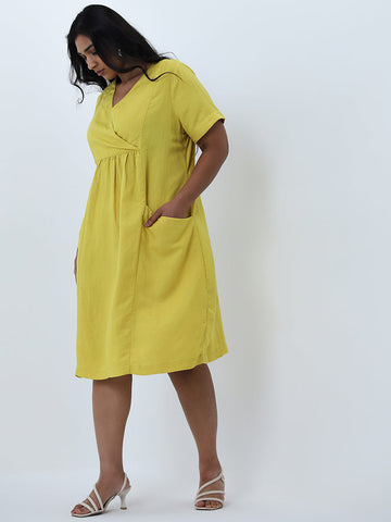 Gia Yellow Solid A-Line Dress