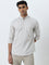 WES Casuals Off-White Striped Slim-Fit Cotton Shirt