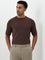 WES Formals Dark Brown Slim-Fit Cotton Blend T-Shirt